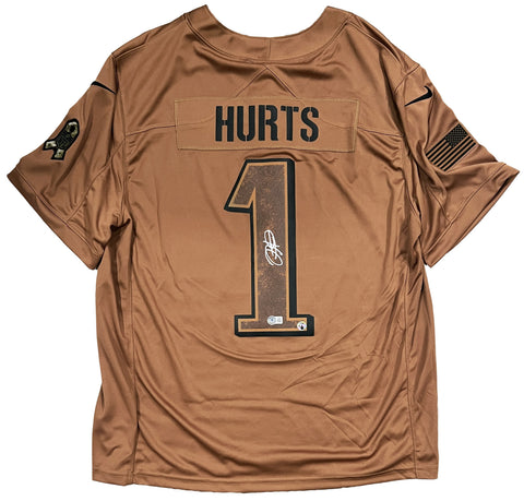 Jalen Hurts Philadelphia Eagles Signed Salute to Service Nike Game Jersey BAS