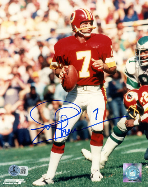 Joe Theismann Autographed/Signed Washington Redskins 8x10 Photo Beckett 57649