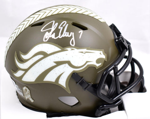 John Elway Signed Broncos Salute to Service Speed Mini Helmet-Beckett W Hologram