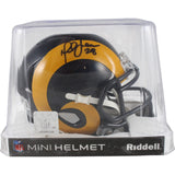 Marshall Faulk Autographed Los Angeles Rams TB 81-99 Mini Helmet Beckett 49252