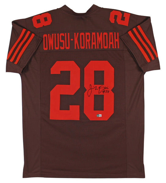 Jeremiah Owusu-Koramoah Authentic Signed Brown Pro Style Jersey BAS Witnessed