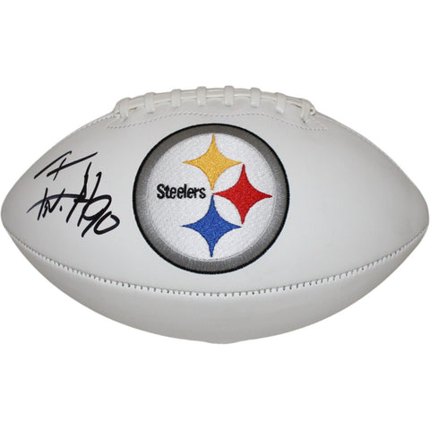 TJ Watt Autographed/Signed Pittsburgh Steelers Logo Football Beckett 43676
