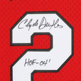 Clyde Drexler Trail Blazers Signed Red Mitchell & Ness Swingman Jersey "HOF 04"