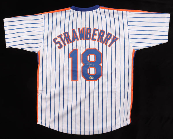 Darryl Strawberry Signed Mets Jersey (Beckett) 3xNew York World Series Champ /RF