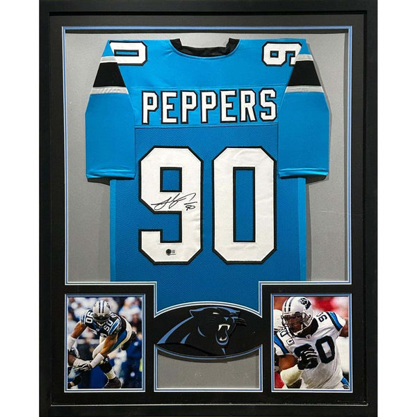 Julius Peppers Blue Autographed Signed Framed Carolina Panthers Jersey JSA