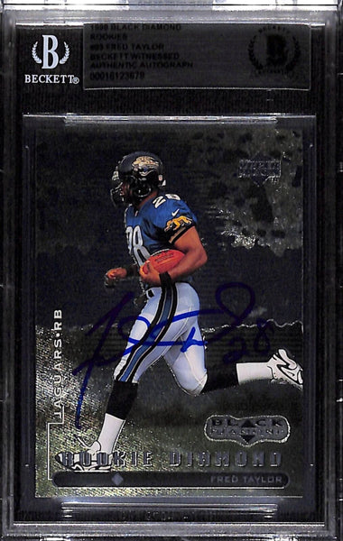 Fred Taylor Signed 1999 UD Black Diamond Rookies #93 Card Beckett 43900