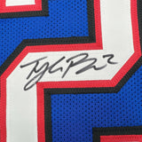 Autographed/Signed Tyler Bass Buffalo Blue Football Jersey JSA COA
