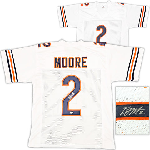 CHICAGO BEARS DJ MOORE AUTOGRAPHED WHITE JERSEY BECKETT BAS WITNESS 221066