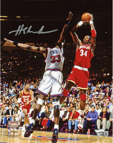 Hakeem Olajuwon Houston Rockets Autographed 8" x 10" Jumping Photograph