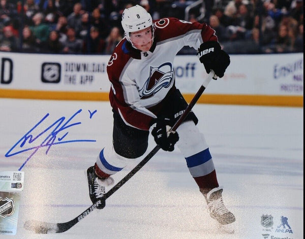 Cale Makar Autographed (blue pen) 8x10 Avalanche Action Photo - White Jersey
