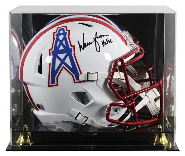 Oilers Warren Moon "HOF 06" Signed 1981-98 TB F/S Speed Rep Helmet W/ Case BAS W