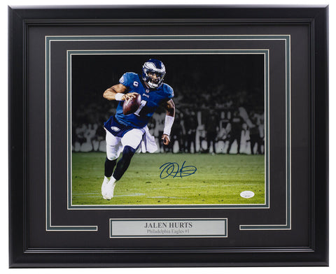 Jalen Hurts Signed Framed Philadelphia Eagles 11x14 Football Photo JSA ITP