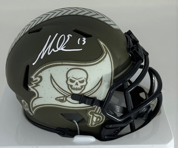 Buccaneers Receiver MIKE EVANS Signed SALUTE SERVICE Speed Mini Helmet AUTO BAS