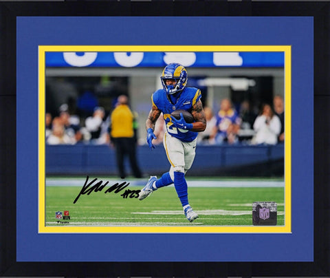 Framed Kyren Williams Los Angeles Rams Signed 8" x 10" Blue Jersey Running Photo