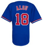 Moises Alou (EXPOS) Signed Blue Throwback Custom Baseball Jersey -(SCHWARTZ COA)