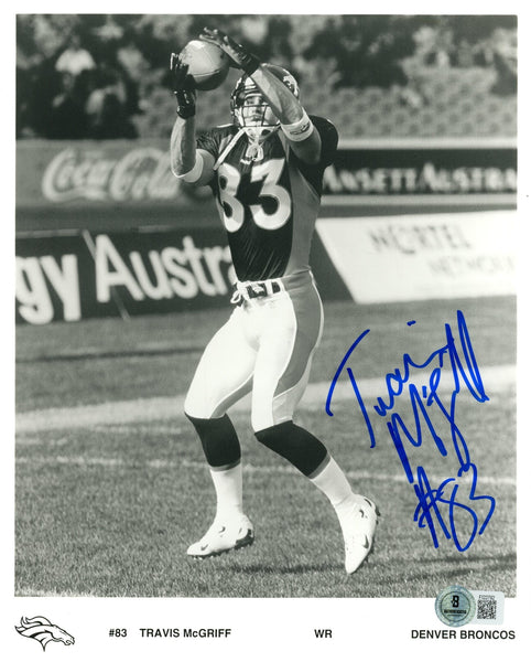 Travis McGriff Autographed/Signed Denver Broncos 8x10 Photo Beckett 57693