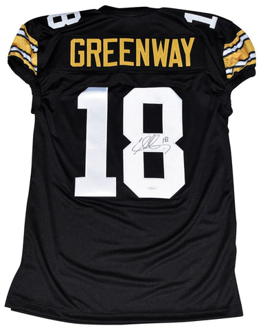 CHAD GREENWAY AUTOGRAPHED IOWA HAWKEYES #18 BLACK GAME CUT JERSEY COA