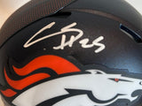 Chris Harris, Jr. Autographed Denver Broncos Navy Mini Helmet - Beckett COA