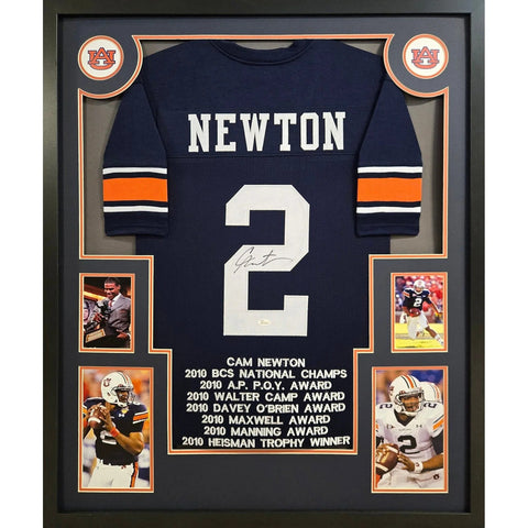 Cam Newton Autographed Signed Framed Stat Auburn 4P Jersey JSA