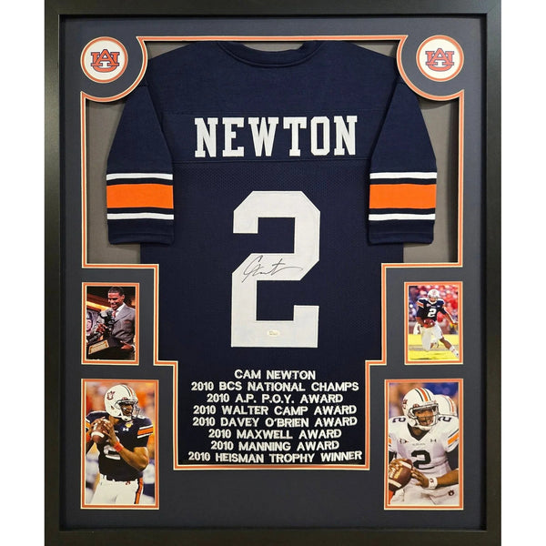 Cam Newton Autographed Signed Framed Stat Auburn 4P Jersey JSA
