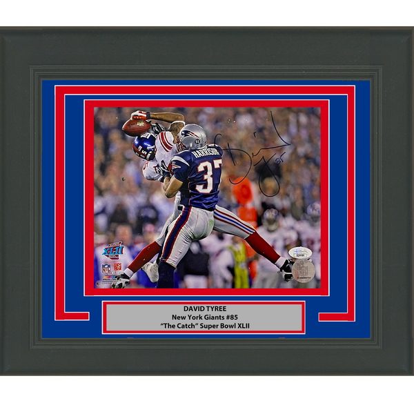 Framed Autographed/Signed David Tyree The Catch XLII Giants 8x10 Photo JSA COA