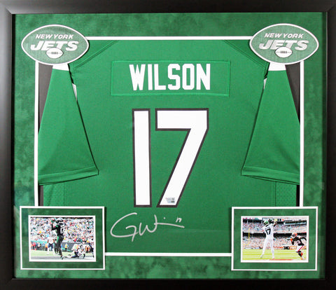 Jets Garrett Wilson Authentic Signed Green Nike Game Framed Jersey Fanatics