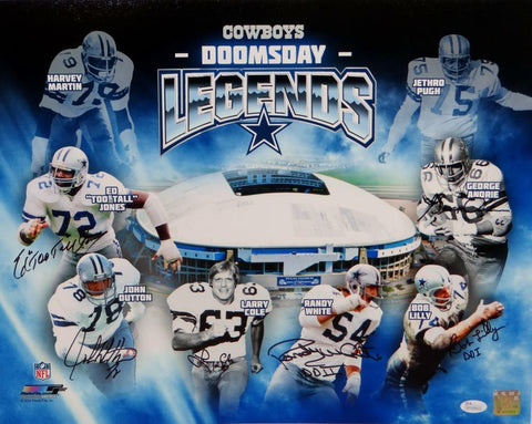 Dallas Cowboys Autographed 16x20 Doomsday Legends Photo With 6 Sigs- JSA W Auth