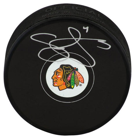 Seth Jones Signed Chicago Blackhawks Logo Hockey Puck - (FANATICS COA)