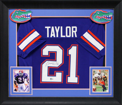 Florida Fred Taylor Authentic Signed Blue Pro Style Framed Jersey BAS Witnessed