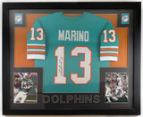 Dan Marino Signed Miami Dolphins 35"x 43" Framed Jersey (JSA) 1984 NFL MVP / Q.B