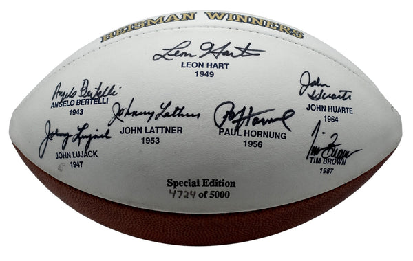 Notre Dame Heisman Signed by (7) Logo Football Tim Brown Hornung JSA 212849