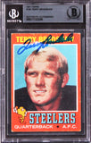 Steelers Terry Bradshaw Authentic Signed 1971 Topps #156 Rookie Card BAS Slabbed