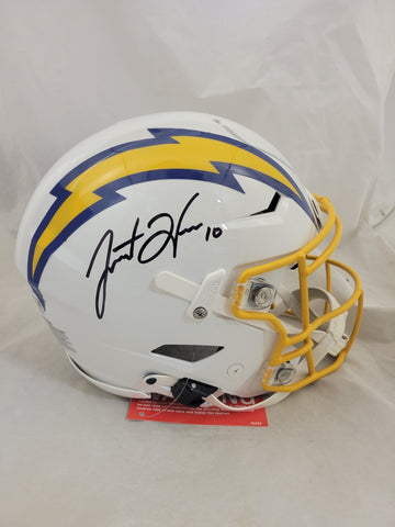 JUSTIN HERBERT SIGNED CHARGERS COLOR RUSH - ROYAL SPEEDFLEX HELMET FANATICS