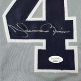 Framed Autographed/Signed Mariano Rivera 33x42 New York Grey Jersey JSA COA/LOA