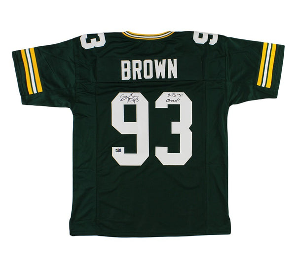 Gilbert Brown Signed Green Bay Custom Green Jersey with "SB XXXI Champs" Insc