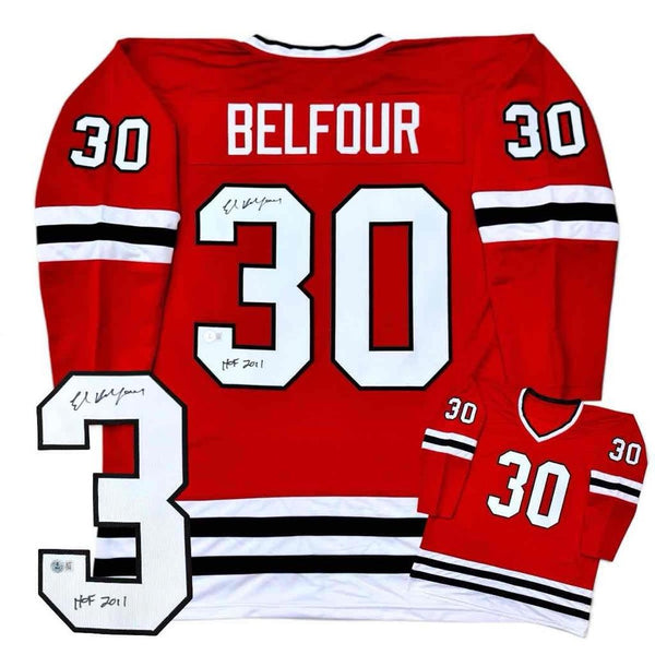 Ed Belfour Autographed / Signed Jersey - HOF 2011 - Red - Beckett Authenticated