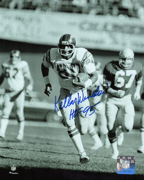 Kellen Winslow Signed Chargers Action B&W 8x10 Photo w/HOF'95 - (SCHWARTZ COA)