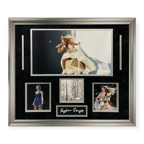 Taylor Swift Signed Autographed "Folklore" Album Collage Framed to 23x27 JSA