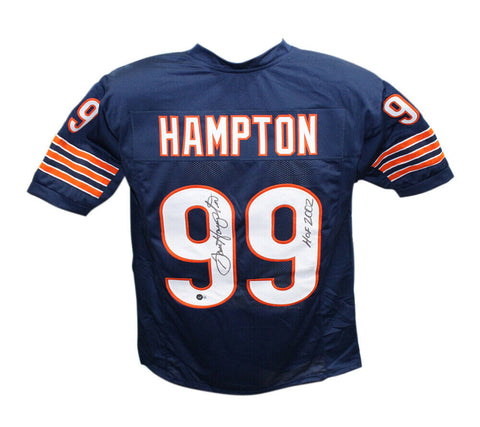 Dan Hampton Autographed/Signed Pro Style Blue HOF Jersey Beckett 41025