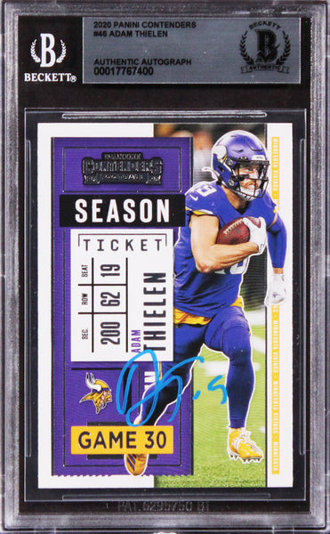 Vikings Adam Thielen Authentic Signed 2020 Panini Contenders #46 Card BAS Slab