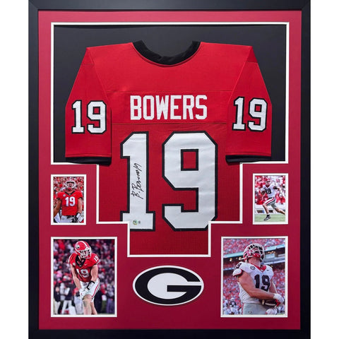 Brock Bowers Autographed Signed Framed Red Georgia Jersey BECKETT