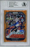 Cole Kmet Autographed 2020 Prizm Orange Disco #305 Rookie Card BAS Slab 33064