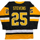 Autographed/Signed Kevin Stevens Pittsburgh Black Hockey Jersey JSA COA