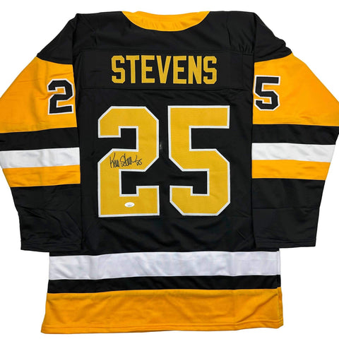 Autographed/Signed Kevin Stevens Pittsburgh Black Hockey Jersey JSA COA