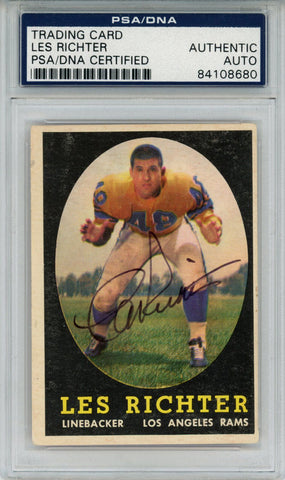 Les Richter Autographed 1958 Topps #105 Trading Card PSA Slab 43613