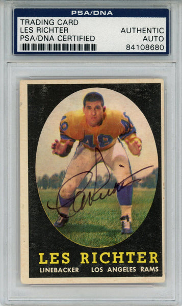 Les Richter Autographed 1958 Topps #105 Trading Card PSA Slab 43613