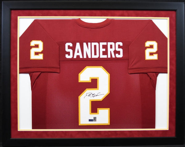DEION SANDERS SIGNED FLORIDA STATE SEMINOLES #2 FRAMED JERSEY COA