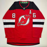 Autographed/Signed Jack Hughes New Jersey Devils Red Hockey Jersey Fanatics COA
