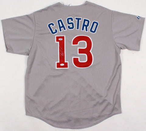 Starlin Castro Signed Chicago Cubs Road Gray Majestic Style Jersey (JSA COA)