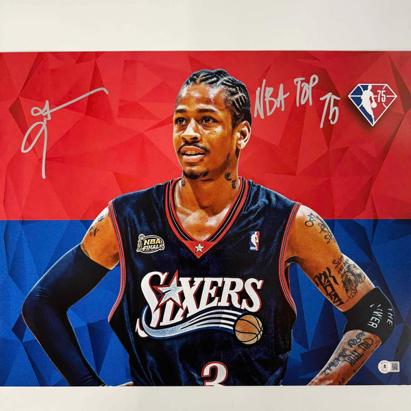 Autographed/Signed Allen Iverson Top 75 76ers Sixers 16x20 Photo Beckett BAS COA